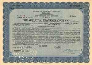 Philadelphia Traction Co. - Stock Certificate